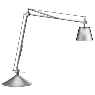 Flos Archimoon Desk Lamp in silver with adjustable straight arms