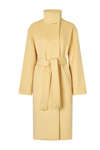 Long Sleeve High Collar Coat - Butter Milk