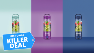 NutriBullet portable blenders with colourful backgrounds and Tom's Guide Killer Deal logo on bottom left corner