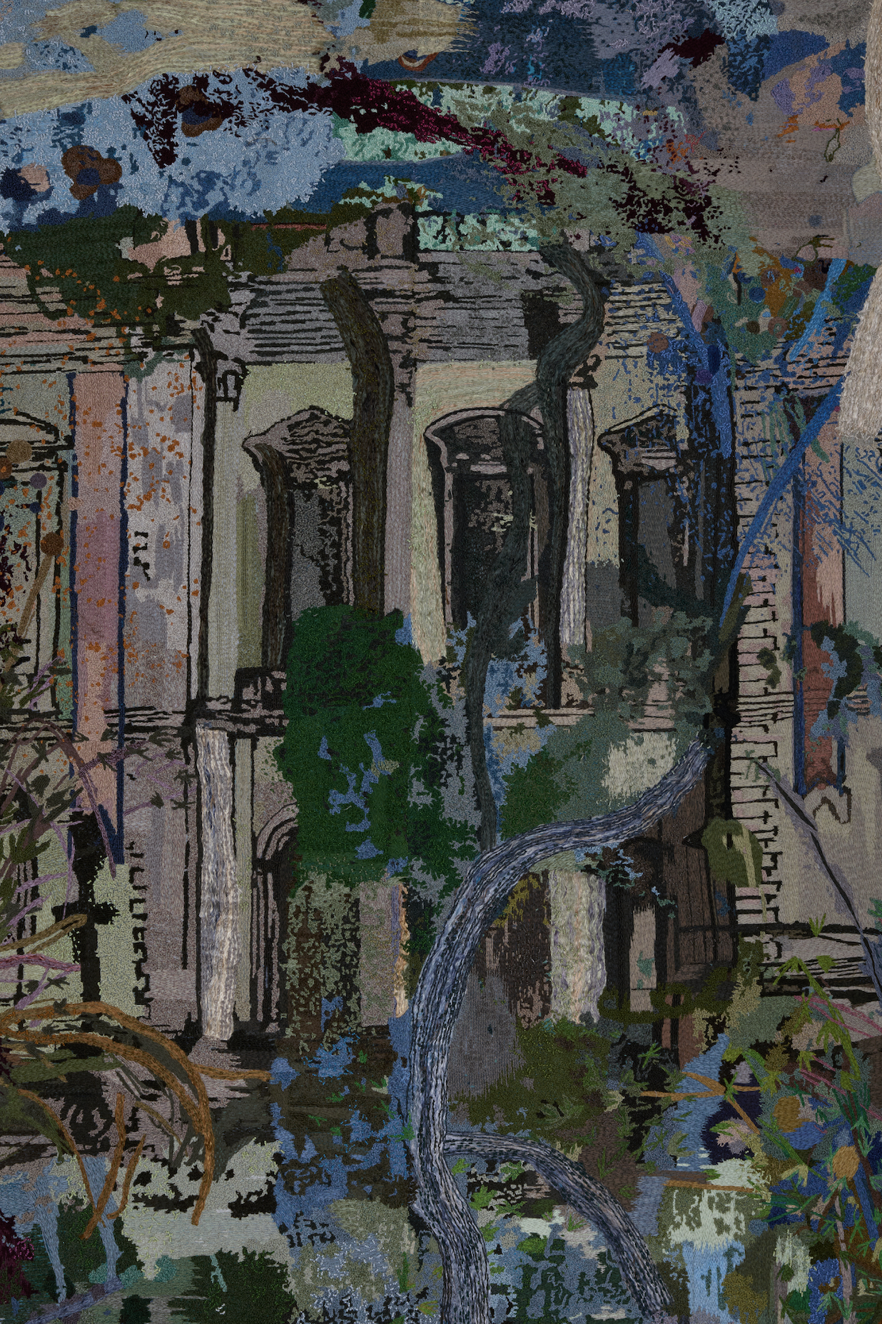 embroidery on large canvases from a mumbai exhibition