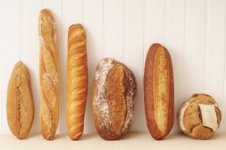 Six loaves of bread in different sizes