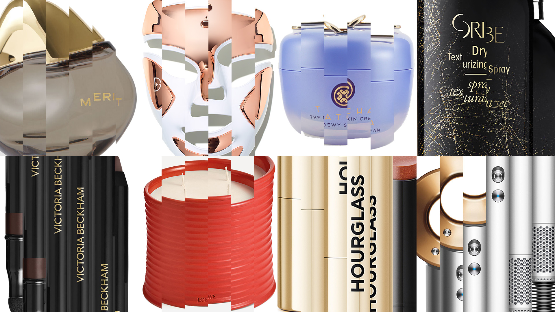 Abstract collage of beauty products