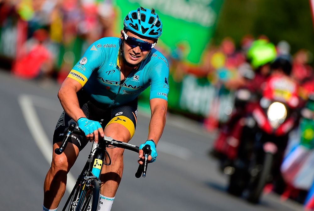 Alexey Lutsenko (Astana) finished second during stage 18 at the Vuelta
