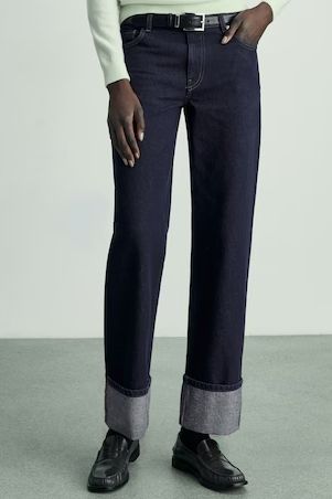 Mango Cuffed Indigo Jeans