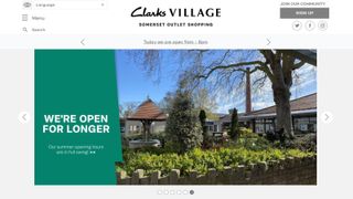 clarks village website homepage screenshot