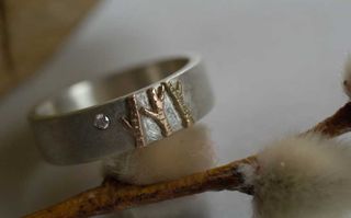 a ring with a twig next to it