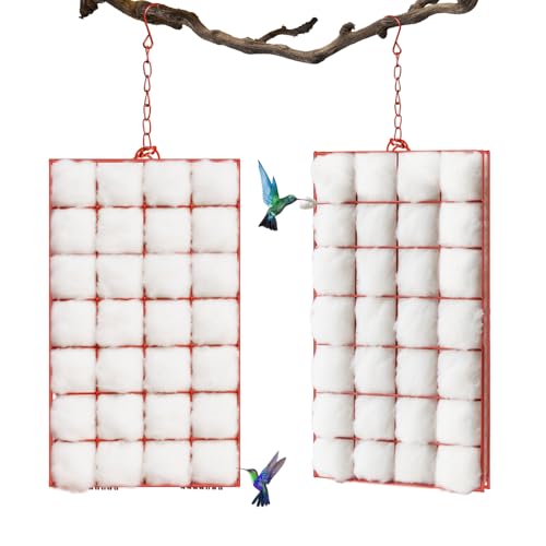 Bird Nesting Material, 2 Pack Refillable Hummingbird Nesting Material Cage Holder With Natural Cotton, Gift for Bird Lover, Nesting Balls Birds for Outdoor Hanging