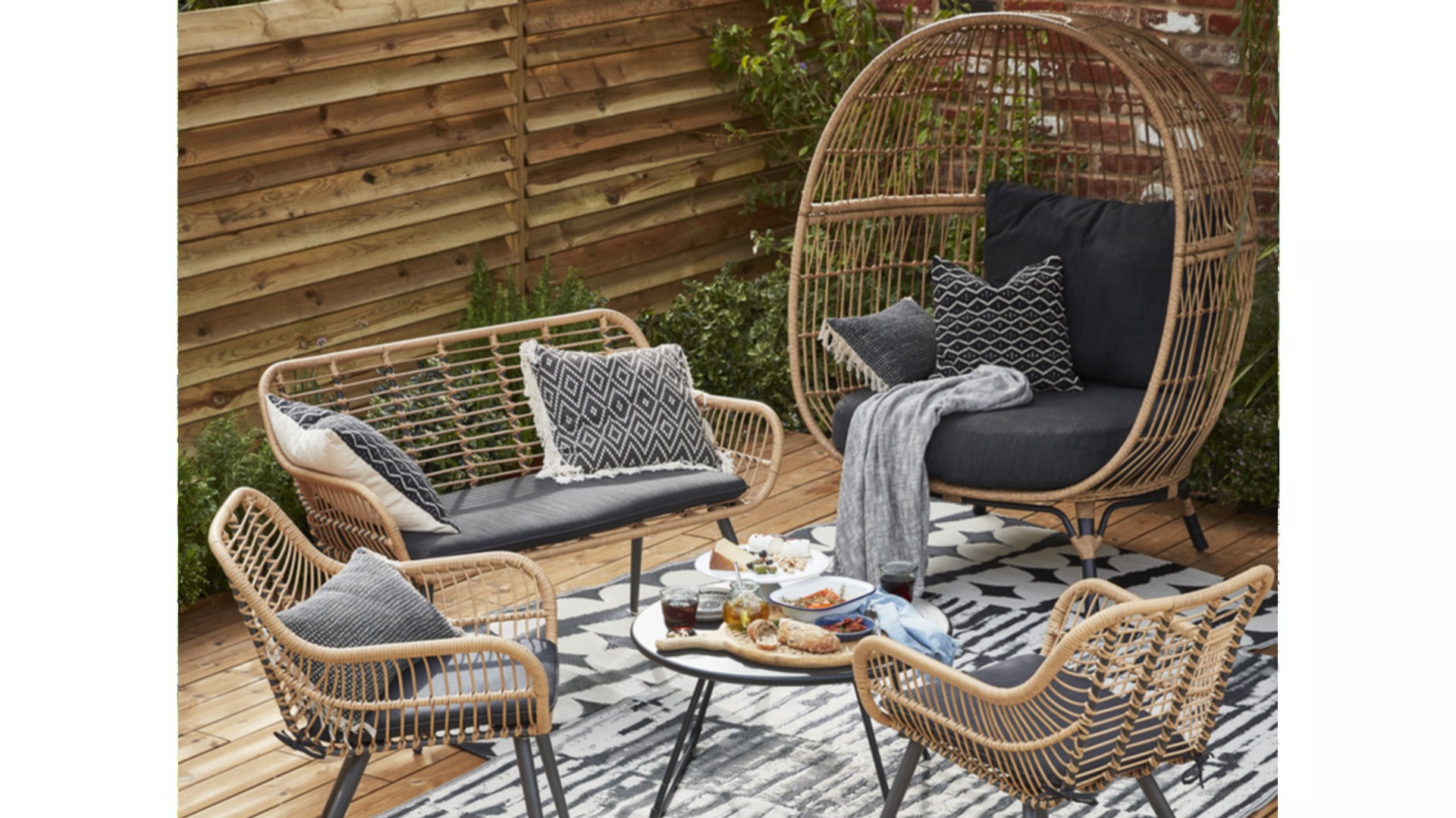 A rattan-effect garden egg chair - B&Q