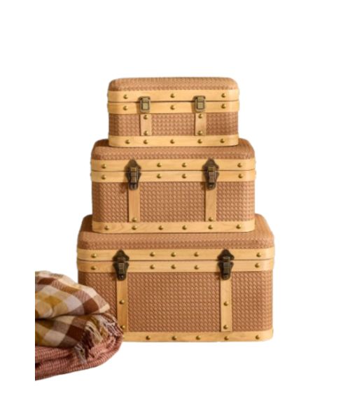 Textured Storage Chests, Set of 3