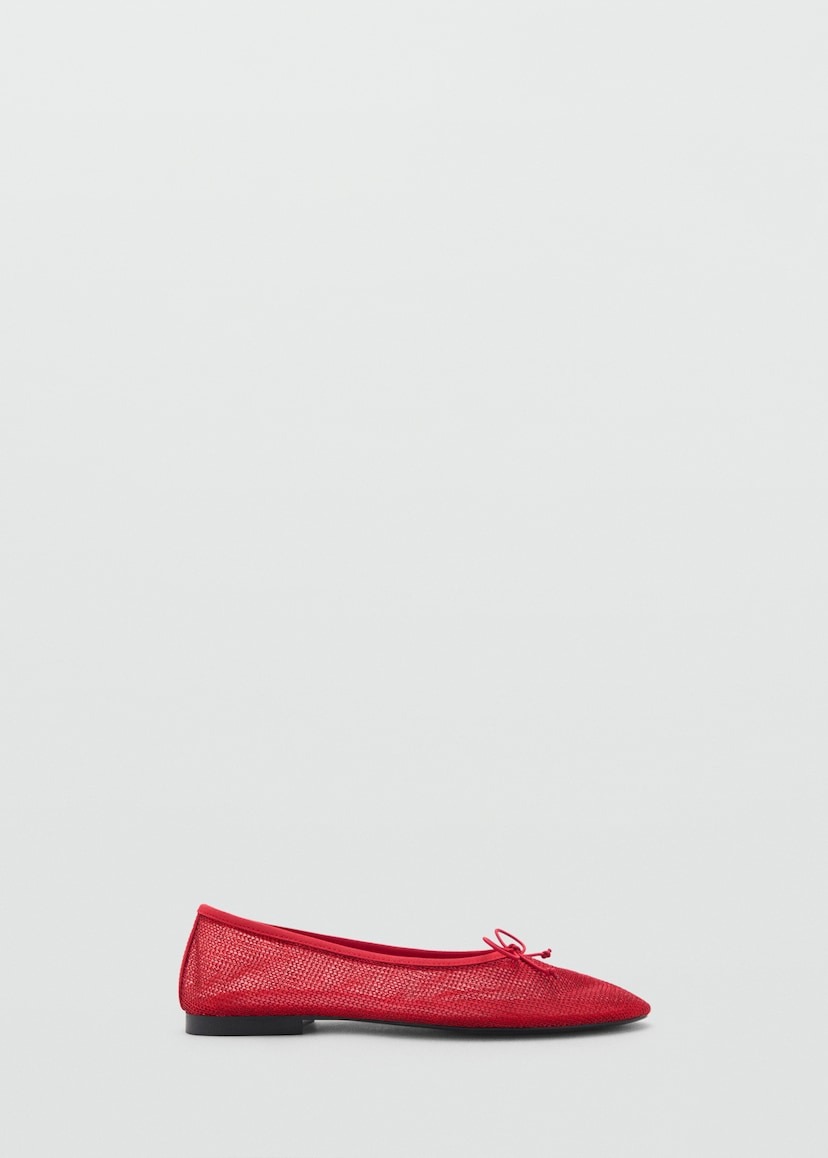 Mango, Mesh Ballet Flats With Bow