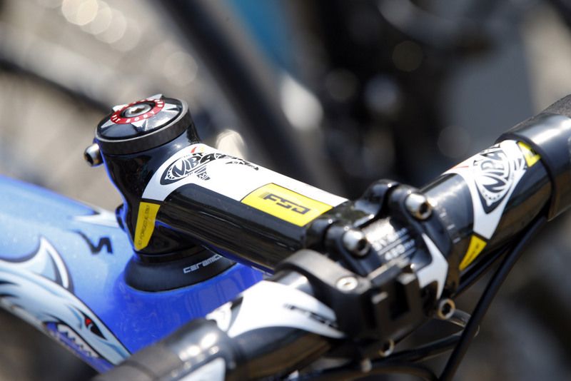 The custom stem of Vincenzo Nibali's Tour de France race bike