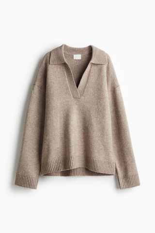 Fine-Knit Collared Sweater