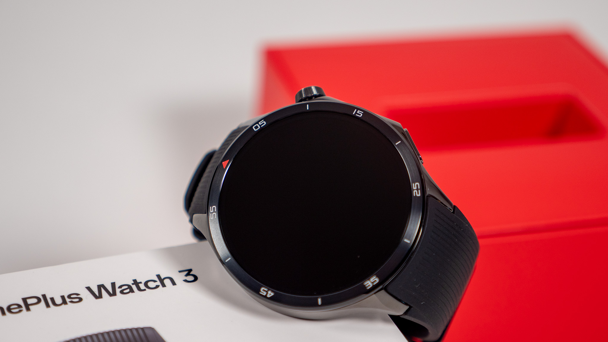 A close-up of the OnePlus Watch 3's bezel