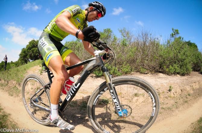 Kerry Werner (BMC Project) riding just behind the leaders after one lap