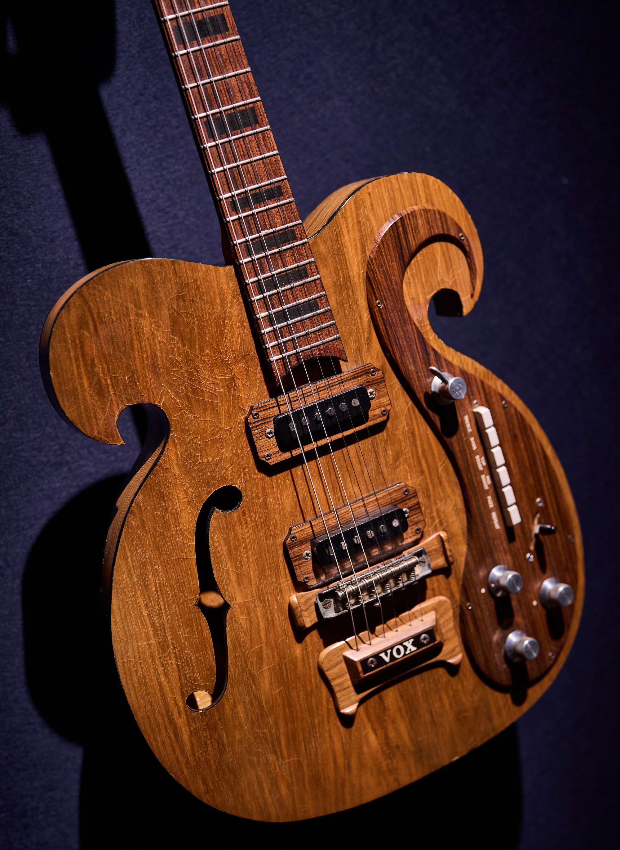 A custom, prototype guitar made by Vox for the Beatles in 1966
