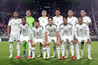 Players of Costa Rica pose for picture during an International Friendly match between Argentina and Costa Rica at Los Angeles Memorial Coliseum on March 26, 2024 in Los Angeles, California. (Photo by Omar Vega/Getty Images)