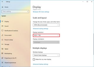 Windows 10 change resolution settings