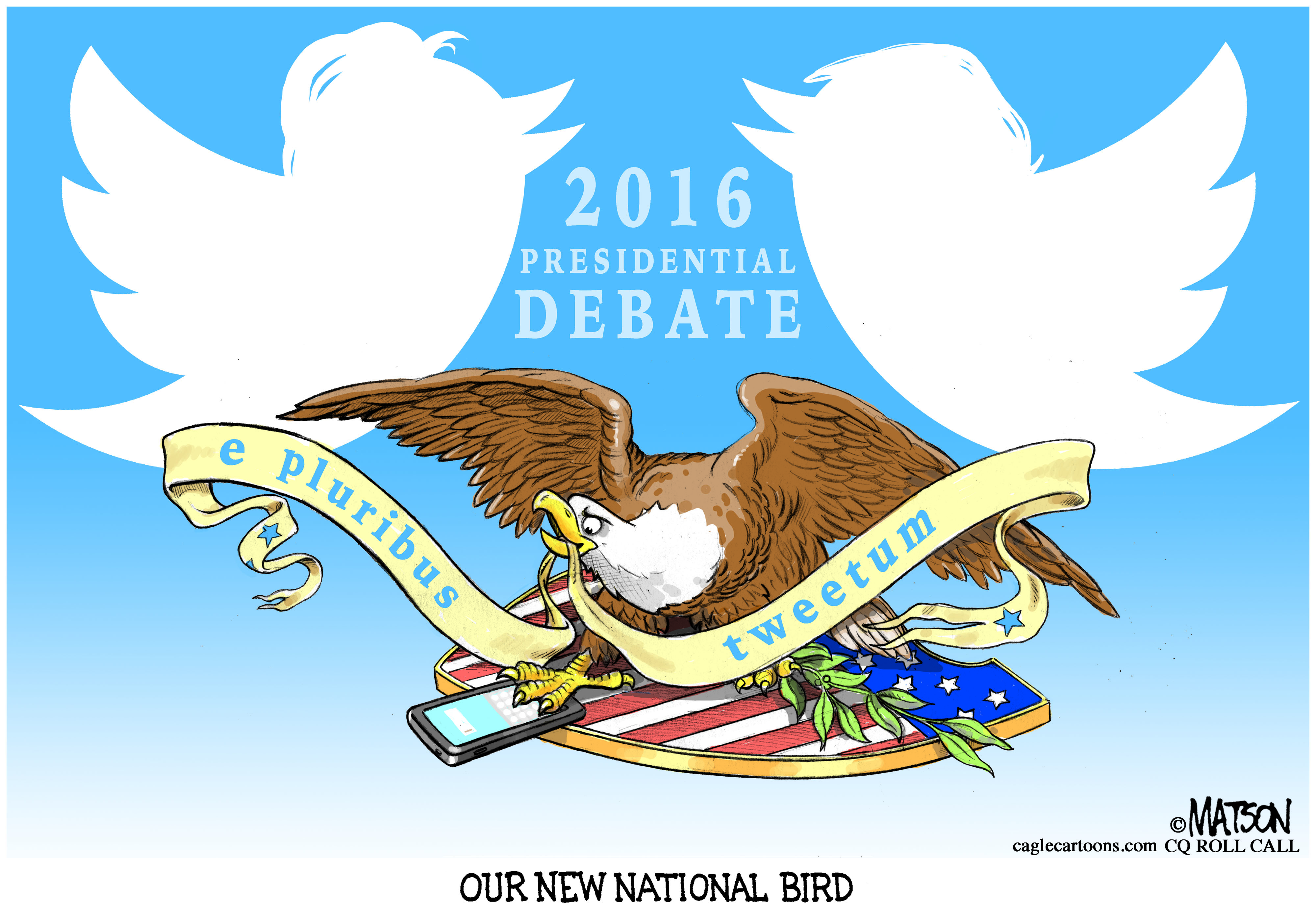 Political cartoon U.S. 2016 election Twitter National bird