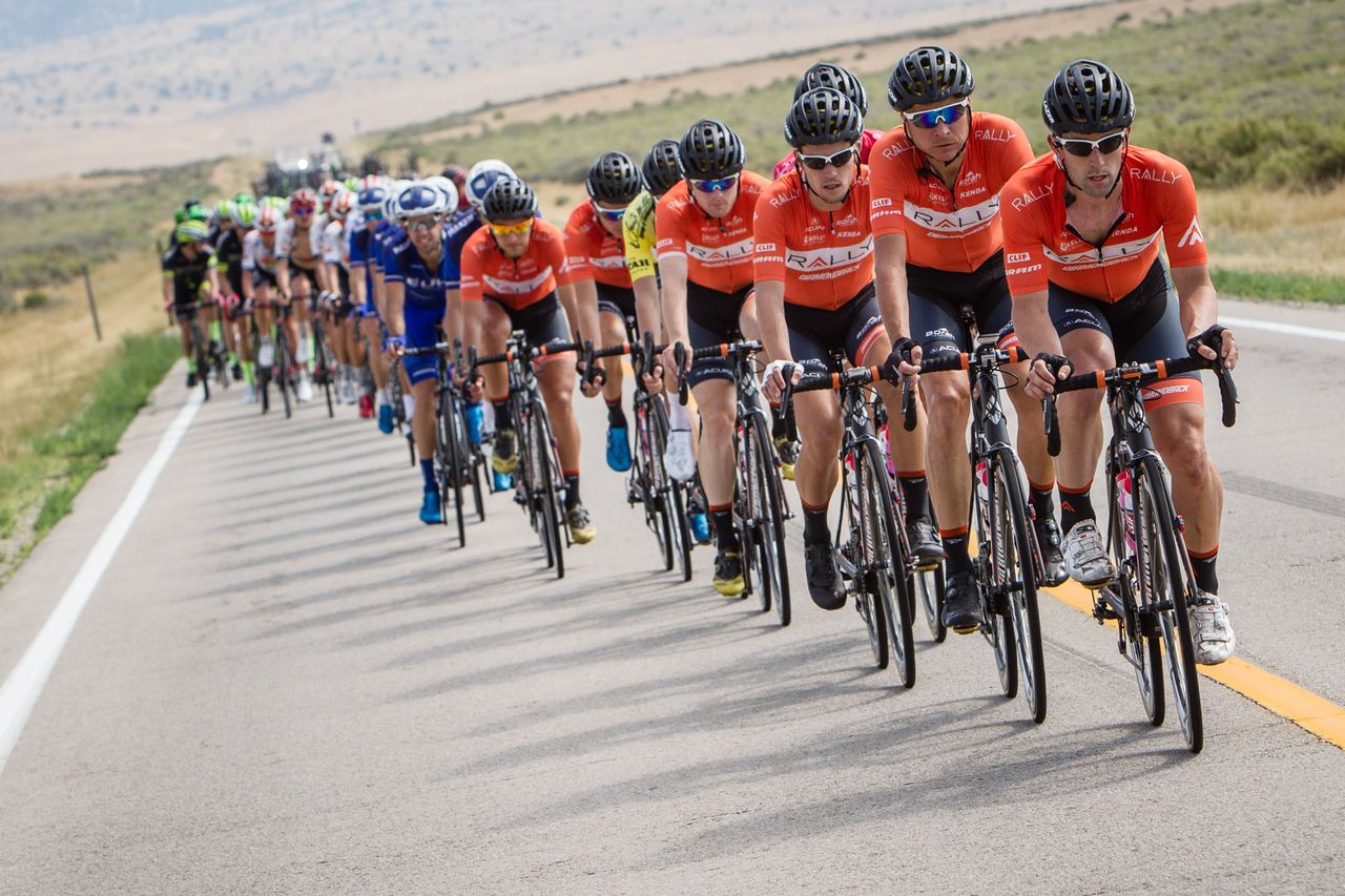 The Rally squad lead the peloton