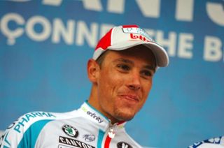 Philippe Gilbert (Omega Pharma-Lotto) happy on the Brabantse Pijl podium