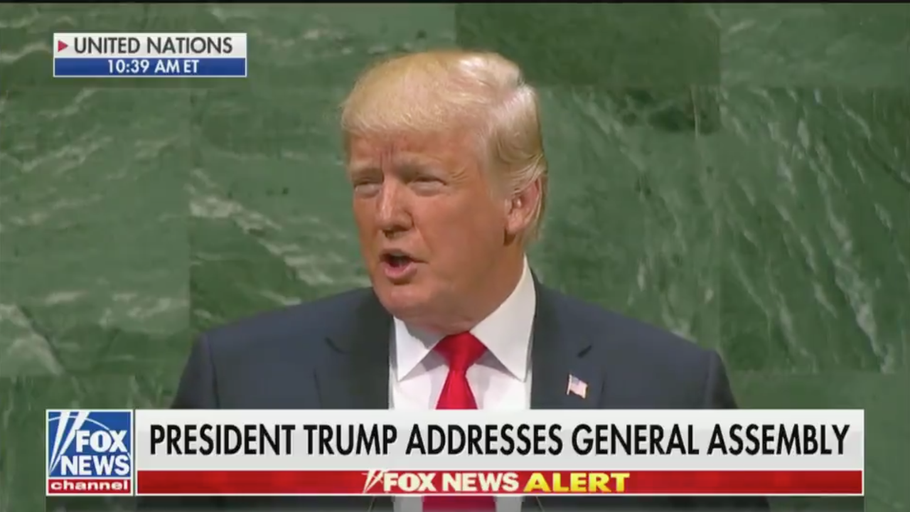 President Trump speaks at the UN.