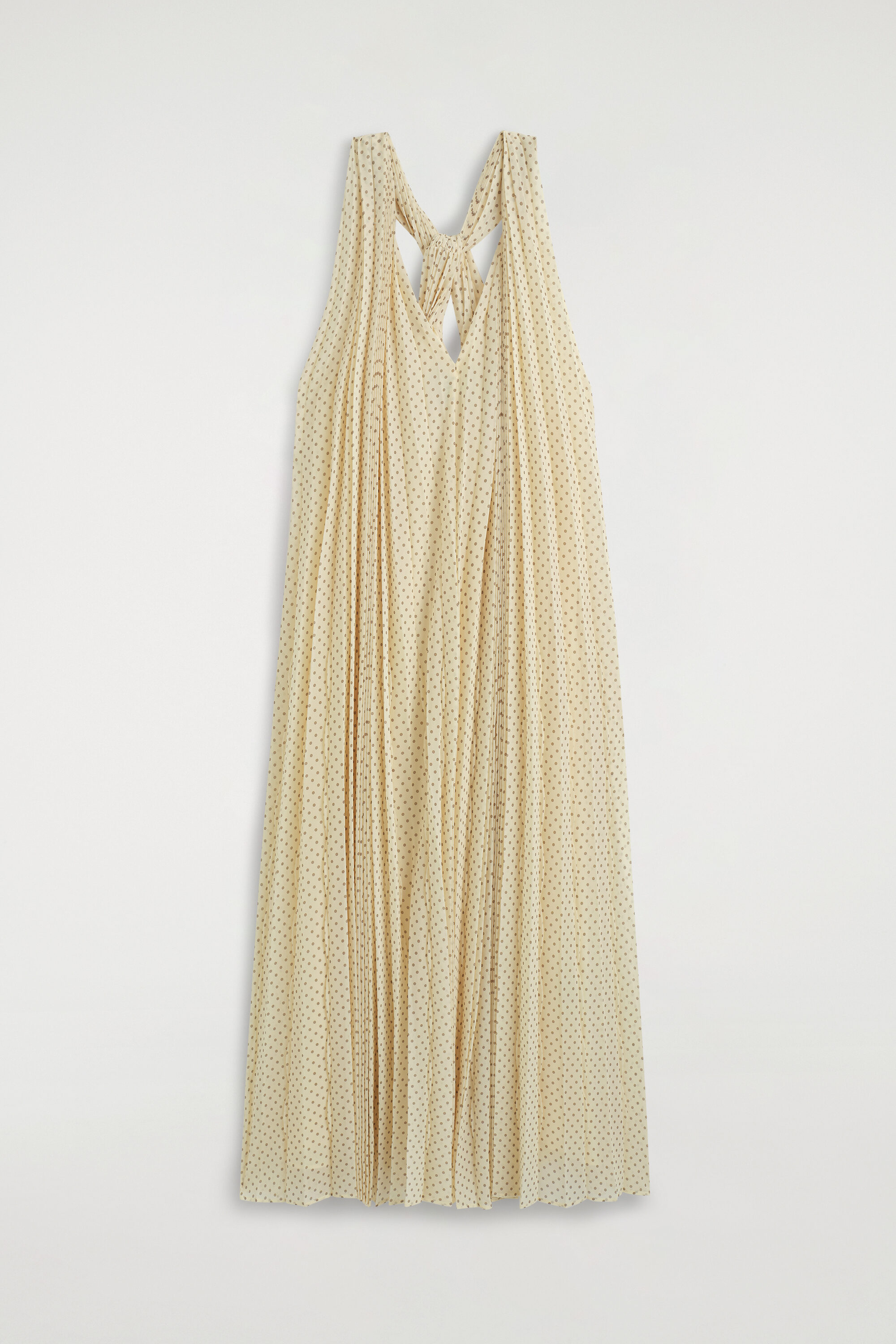 Tie-Detail Pleated Georgette Maxi Dress
