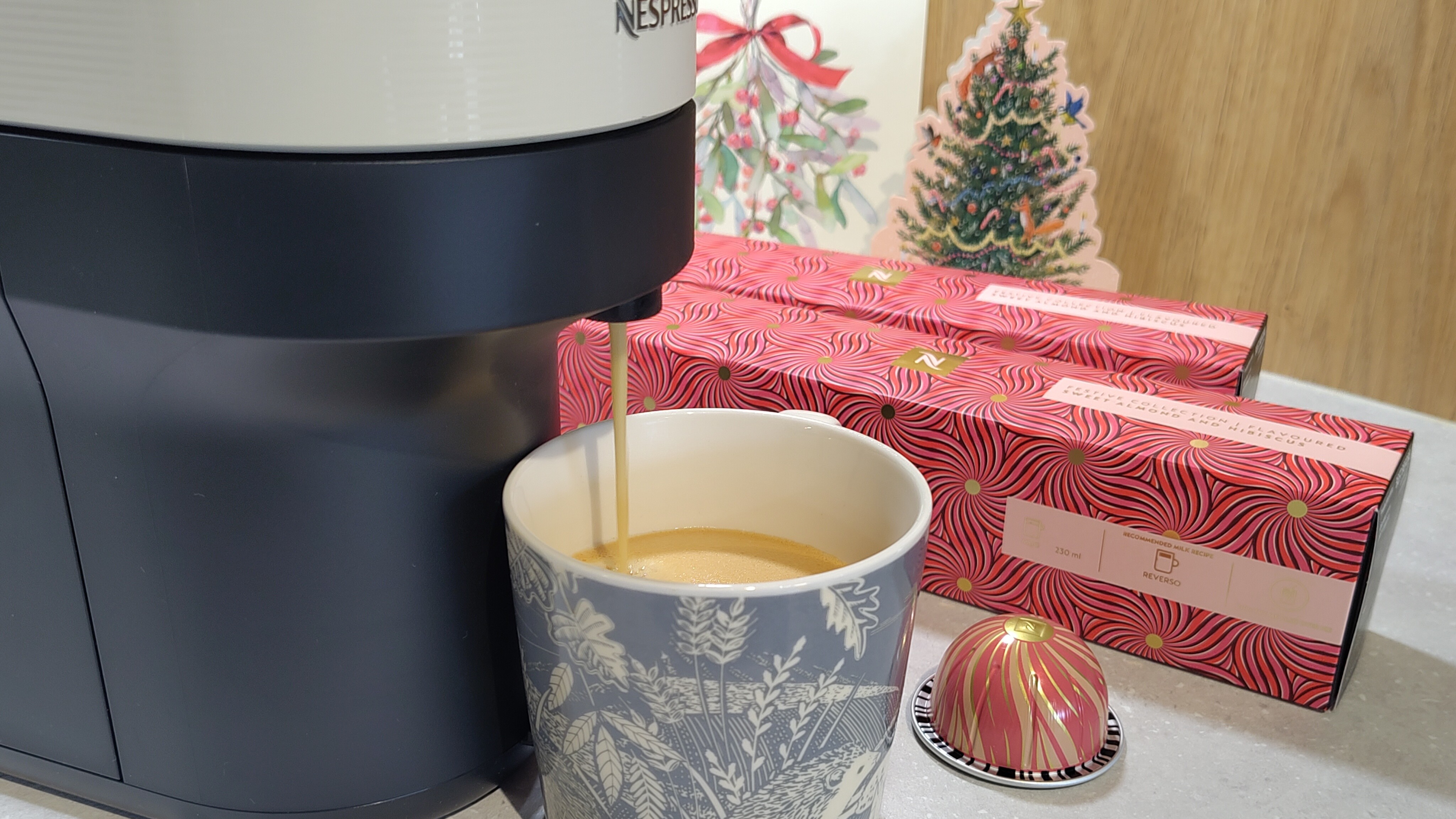 I tried Nespresso's Christmassy new Sweet Almond and Hibiscus coffee, and it was like sipping a marzipan-infused latte
