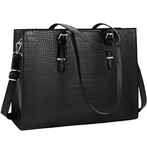 Laptop Bag for Women 15.6 Inch Laptop Tote Bag Leather Classy Computer Briefcase for Work Waterproof Handbag Shoulder Bag Women Business Office Bag