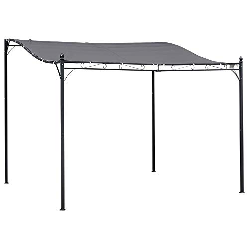 Outsunny 3 X 3(m) Pergola Gazebo Metal Frame Elegant Scrolling Weather-Resistant Canopy Sun Rain Shade Garden Outdoor Shelter, Grey