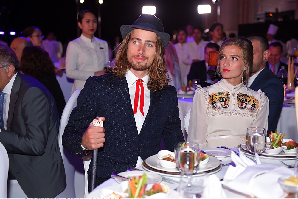 2016 UCI Gala - Peter and Katarina Sagan seated at there dinner table