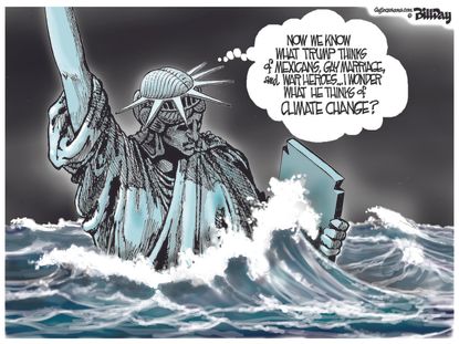 Political cartoon U.S. Donald Trump 2016 climate change