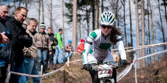 A female racer in action