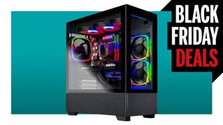 A Skytech gaming PC on a Black Friday Deals background