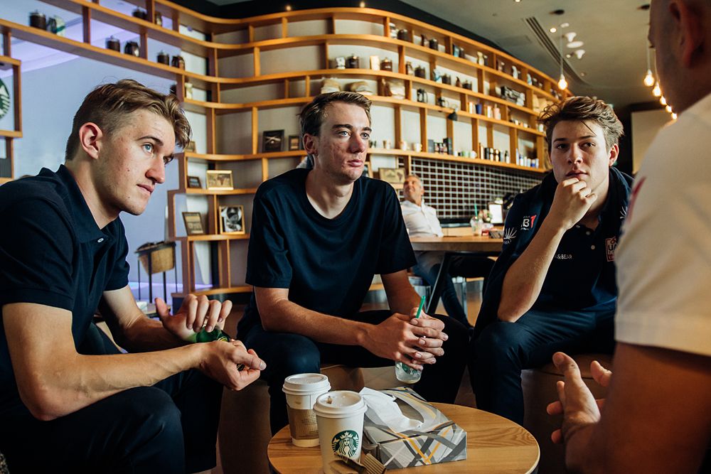 Mikkel Berg and Brandon McNulty at the UAE Team Emirates training camp