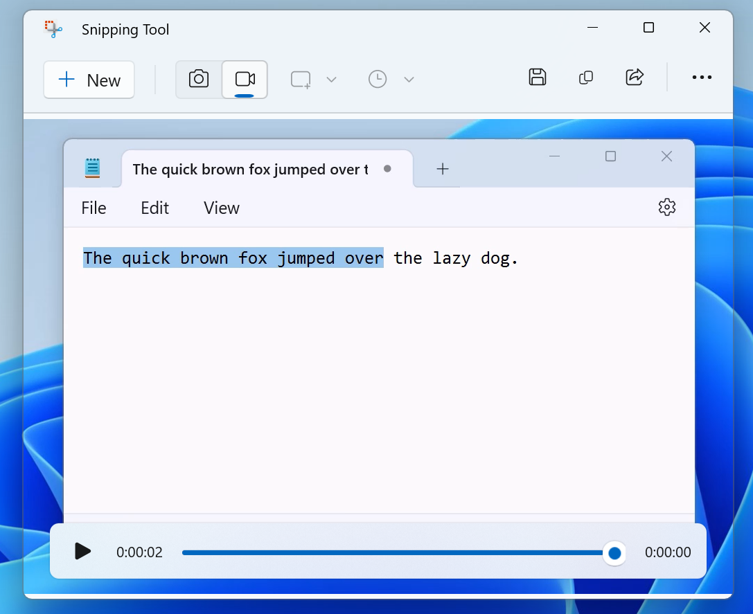 Previewing the screen video you recorded in Snipping Tool