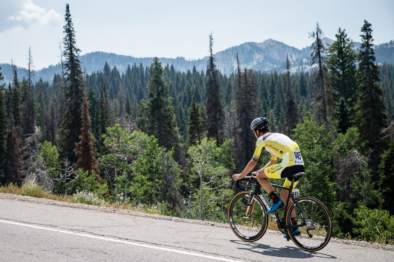 Sepp Kuss (Rally Cycling) tries to hold on to yellow