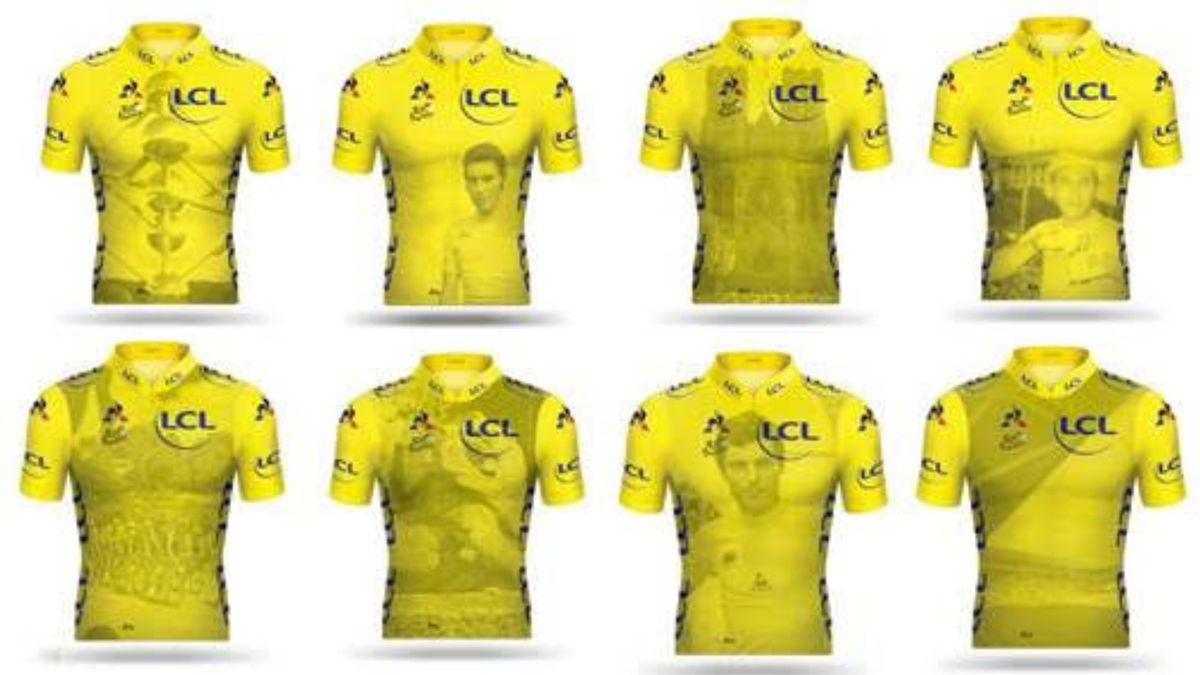 The first eight stages' jersey designs