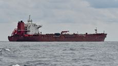 The oil tanker Nobel in the vicinity of Ceuta waiting to transfer crude oil from Russia