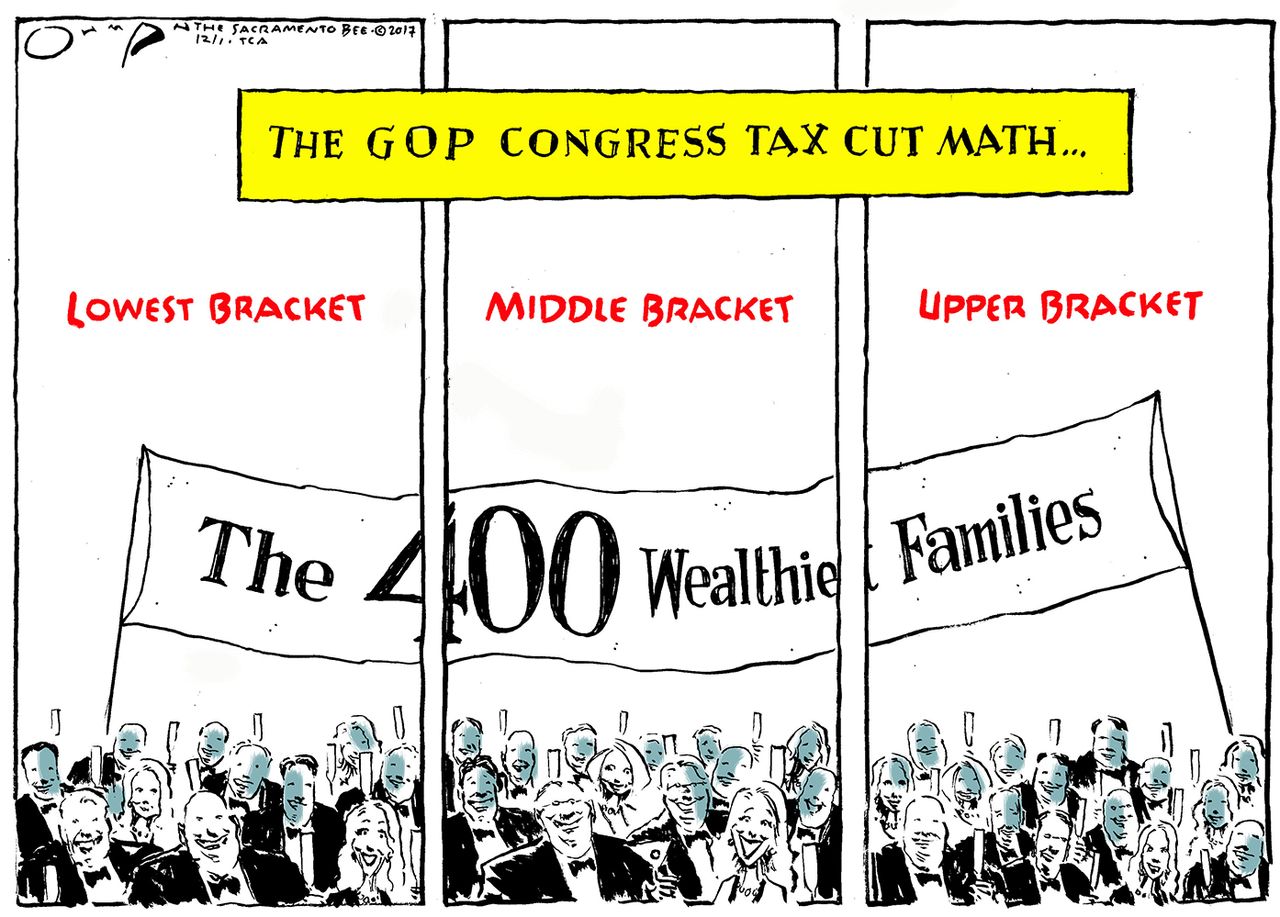 Political cartoon U.S. GOP tax cuts wealthy