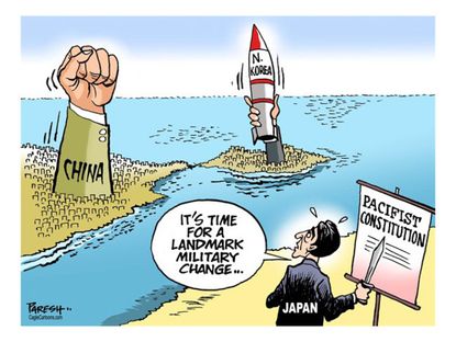 Political cartoon world news Japan military