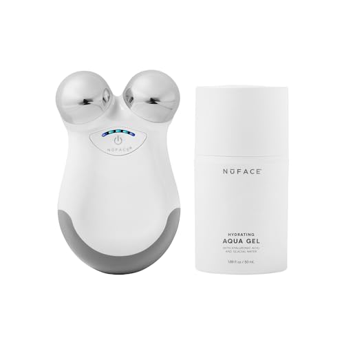 Nuface Mini Classic Microcurrent Facial Device Kit - Face Sculpting Tool & Neck Tightening Device to Contour, Lift, Smooth & Tone + Activating Aqua Conductive Gel for Microcurrent Treatment