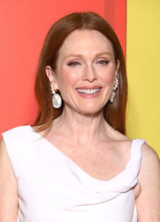 Actress Julianne Moore in a white gown