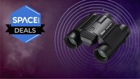 The Nikon 12x25 Binoculars with Space background and deal logo