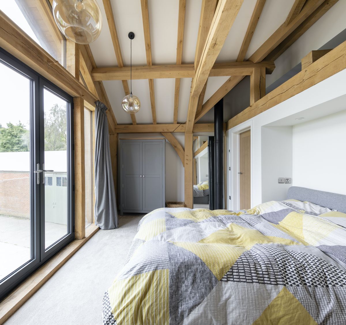 The master suite overlooks the Yorkshire countryside