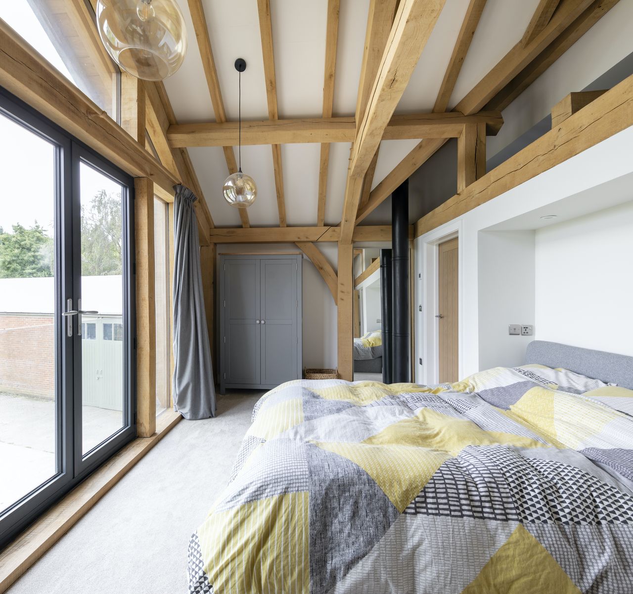 The master suite overlooks the Yorkshire countryside