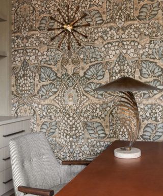 William Morris wallpaper in home office by Cortney Bishop