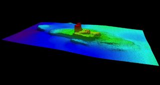 A 2013 sonar survey of the City of Chester wreck shows the ship sitting upright on the ocean floor.