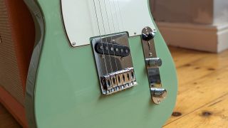 Close up of the bridge pickup of the Fender Player II Telecaster