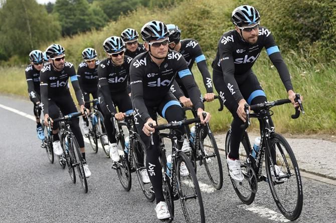Team Sky out for a training session in Leeds