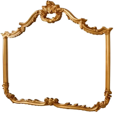 gold framed Renaissance style over mantel mirror